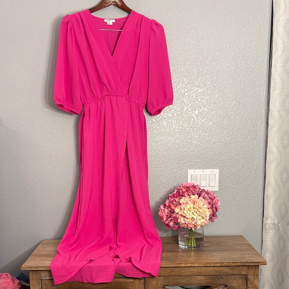Chic Fuchsia High Low Dress